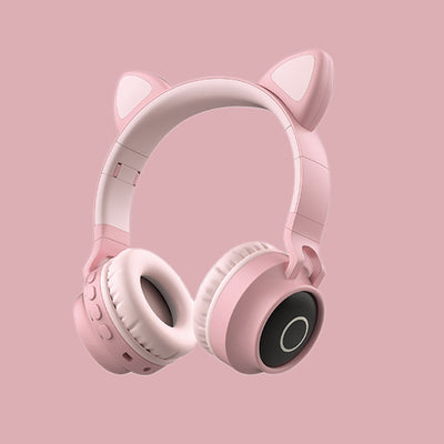 audio LED Light Cat Ear Headphones Wireless Foldable Headset