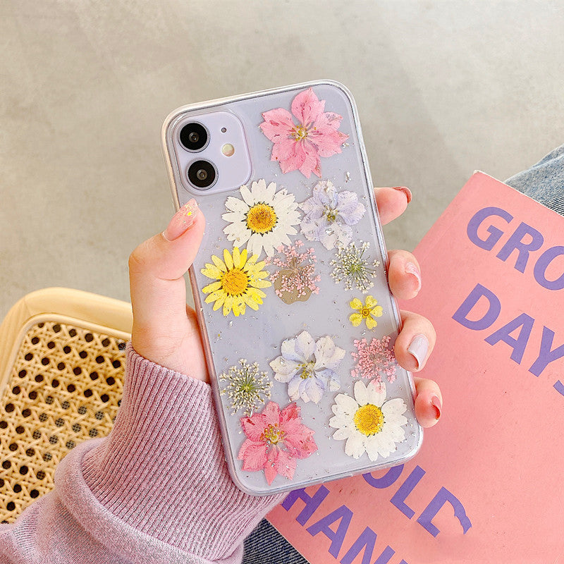 Compatible With , Daisy Phone Case Real Flower Protective Cover - Electronic Supreme