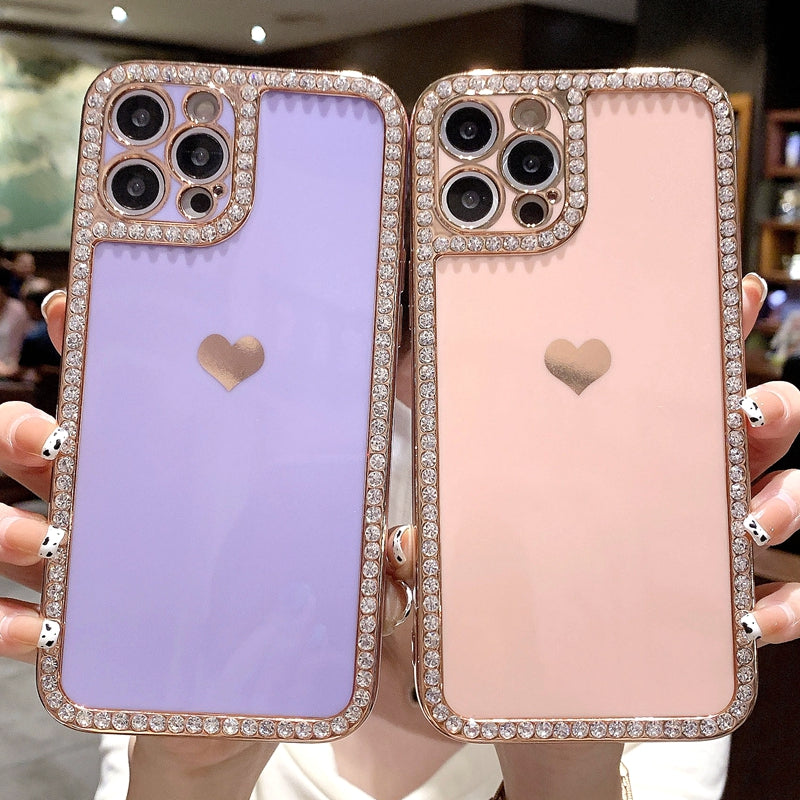 phone accessories Phone Case Accessories Love Crystal Diamond Edge Electroplating Protective Cover