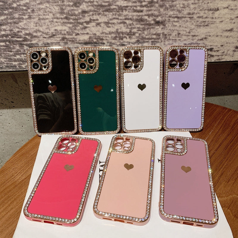 phone accessories Phone Case Accessories Love Crystal Diamond Edge Electroplating Protective Cover