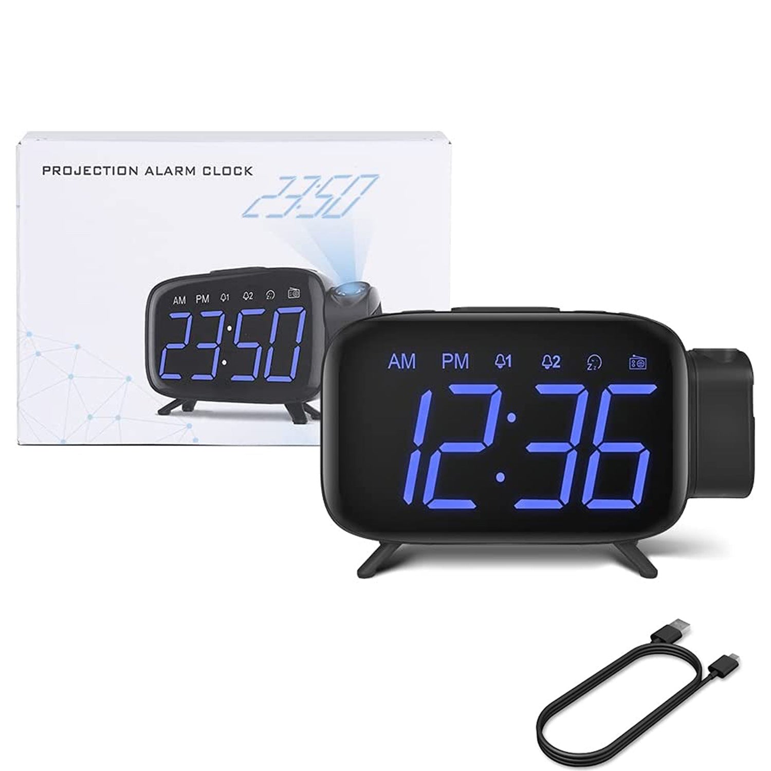 Multifunctional USB Digital Projection Electronic Alarm Clock LED Large Screen Digital Clock With Radio - Electronic Supreme