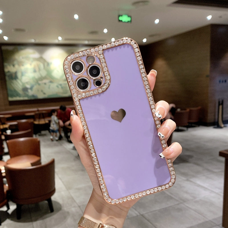 phone accessories Phone Case Accessories Love Crystal Diamond Edge Electroplating Protective Cover