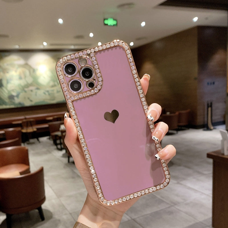 phone accessories Phone Case Accessories Love Crystal Diamond Edge Electroplating Protective Cover