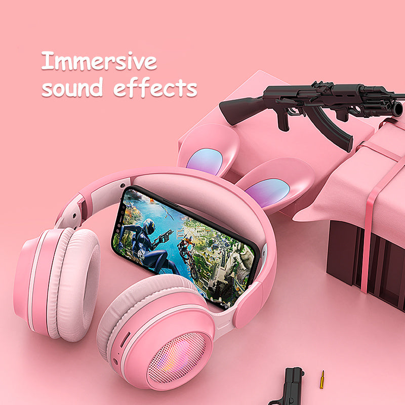 Rabbit Ear Headphones Wireless Luminous Extendable Wheat Headphones - Electronic Supreme