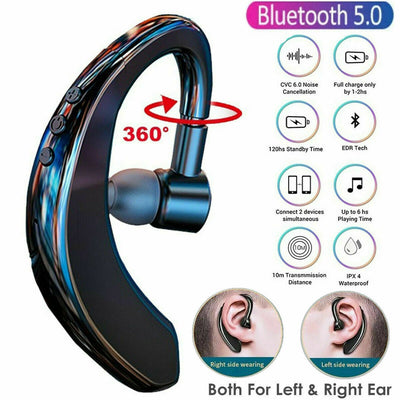 audio Bluetooth 5.0 Earpiece Driving Trucker Wireless Headset Earbuds Noise Cancelling