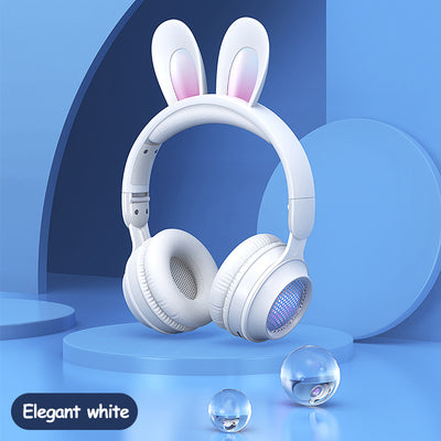 New Rabbit Ear Headphones Wireless Luminous Extendable Wheat Headphones