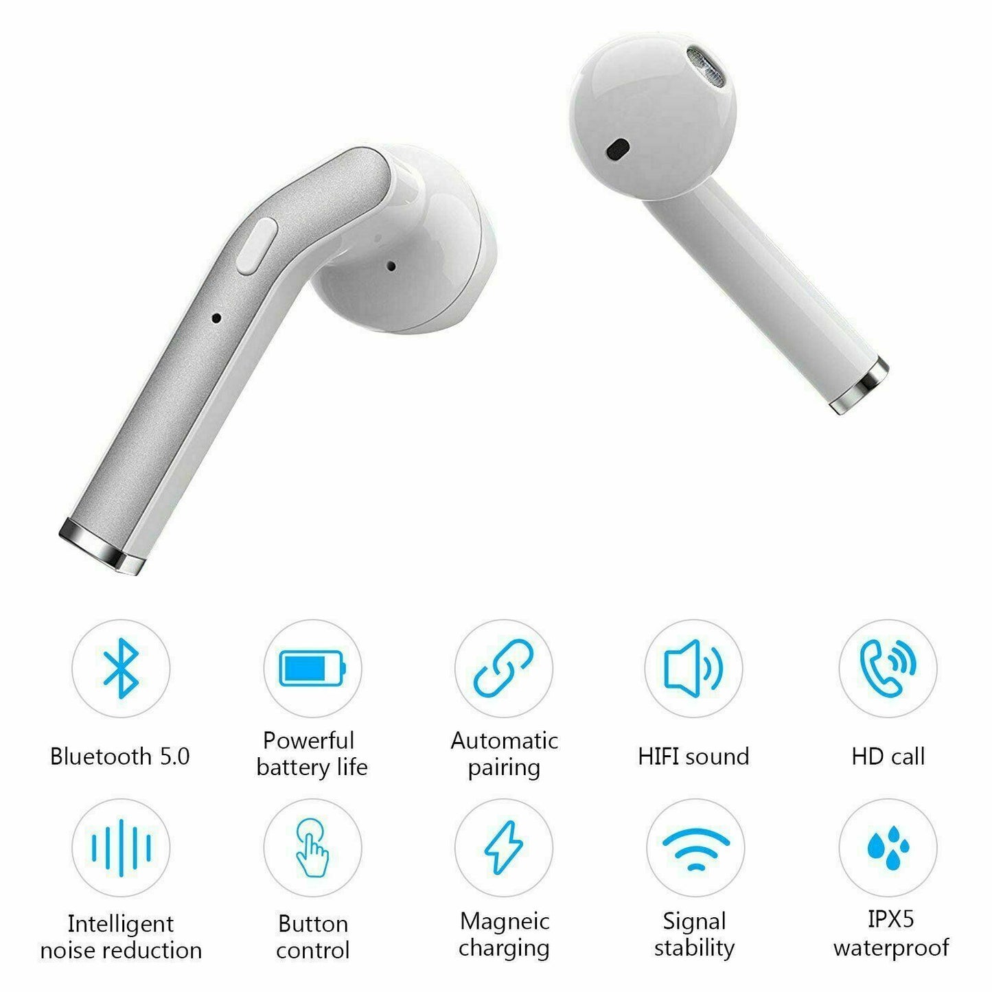 Bluetooth 5.0 Earbuds Headphones Wireless Noise Cancelling In-Ear Waterproof - Electronic Supreme