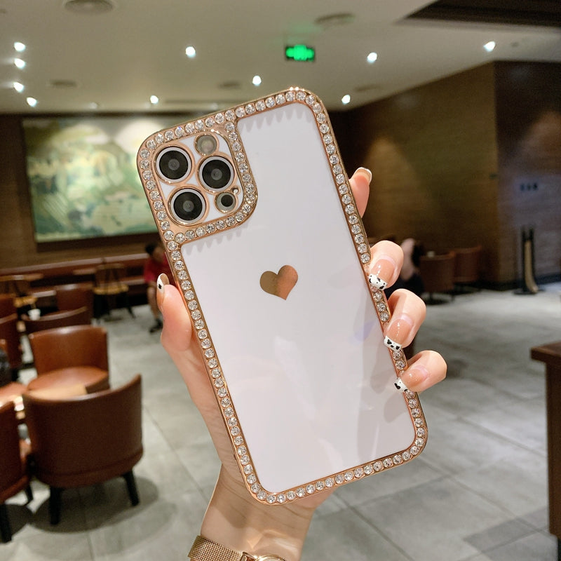 phone accessories Phone Case Accessories Love Crystal Diamond Edge Electroplating Protective Cover